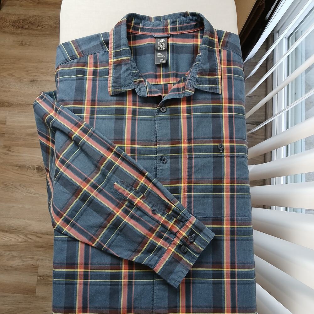 Mountain Hardwear Big Cottonwood Long Sleeve Shirt Mens XXL blue plaid button-up - Picture 13 of 13